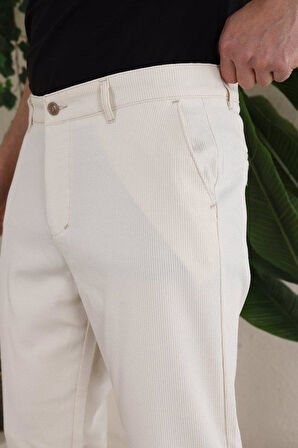 Erkek Casual Slim Fit Cord Desenli Kumaş Pantolon