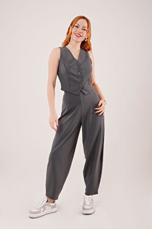 Havuç Kesim Gri Pantolon