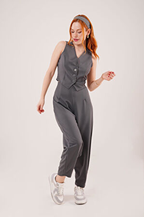 Havuç Kesim Gri Pantolon