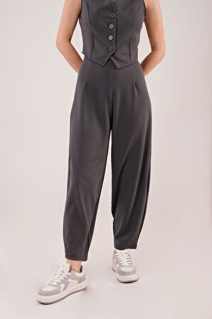 Havuç Kesim Gri Pantolon