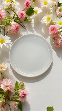 Güral porselen 6 adet  18 cm krem düz tabak gbsblb15 