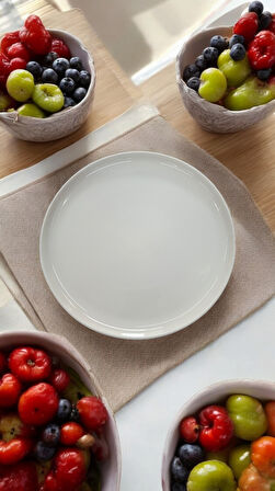 Güral porselen 6 adet 25 cm  krem servis tabak gbsblb25