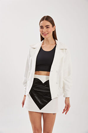 Nok Love Collection Tüvit Ceket Beyaz