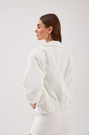 Nok Love Collection Tüvit Ceket Beyaz