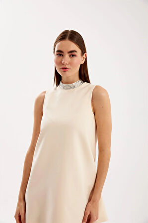 Nok Diamond Serisi Kokteyl Elbise Beyaz