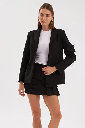 Cool Mode Serisi Cep Detaylı Blazer Ceket Siyah