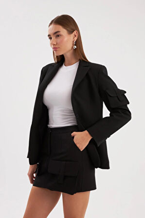 Cool Mode Serisi Cep Detaylı Blazer Ceket Siyah