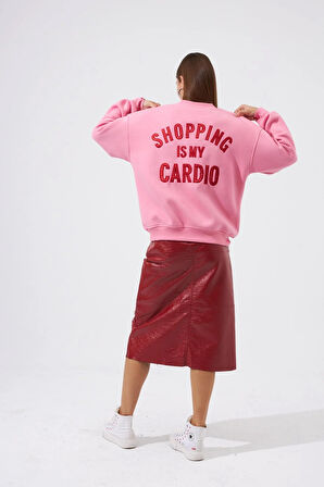 Shopping Addict Sweatshirt Pembe