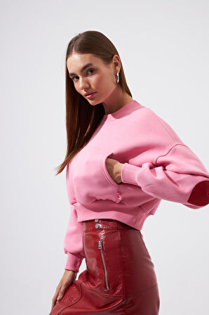 Nok Love Serisi Kalp Aplikeli Sweatshirt Pembe