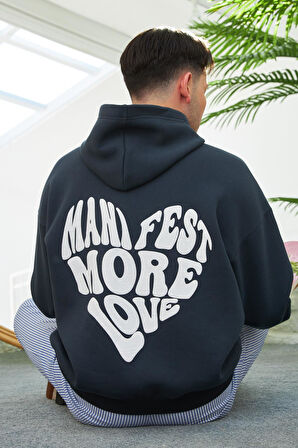 More Love Sloganlı Couple Unisex Sweatshirt Antrasit