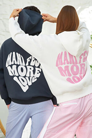 More Love Sloganlı Couple Unisex Sweatshirt Antrasit