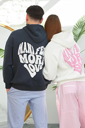 More Love Sloganlı Couple Unisex Sweatshirt Antrasit