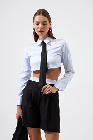 Nok Basic Serisi %100 Cotton Crop Gömlek Açık Mavi