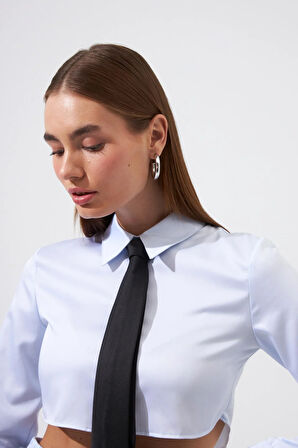 Nok Basic Serisi %100 Cotton Crop Gömlek Açık Mavi