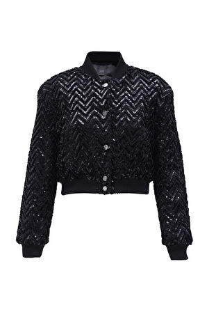 Limited Edition Serisi Zigzag Shine Bomber Siyah