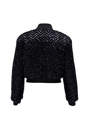 Limited Edition Serisi Zigzag Shine Bomber Siyah