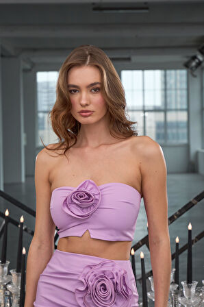 Glamourous Rose Crop Top Lila