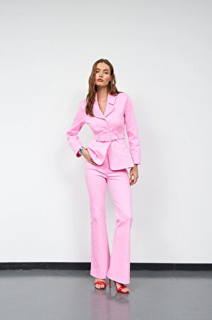 Amore Pocket  Slim Fit Blazer Pembe