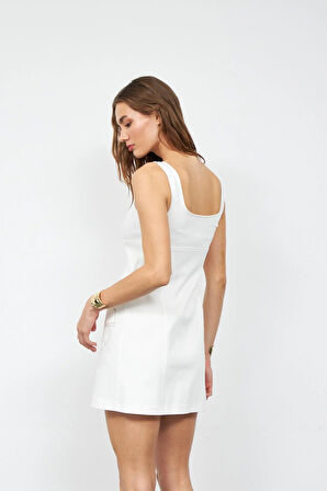 Amore Pocket Mini Elbise KREM