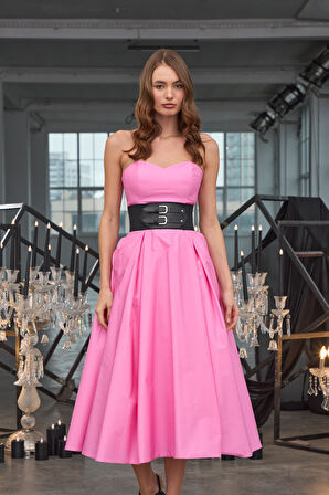 Sophisticated Corsage Elegance Maxi Dress Pembe