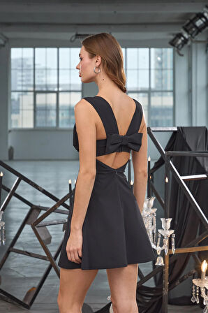 Ribbon Romance Mini Dress Siyah
