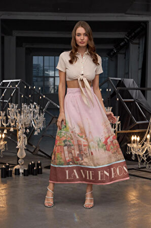 La Vie En Rose Maxi Skirt Pembe