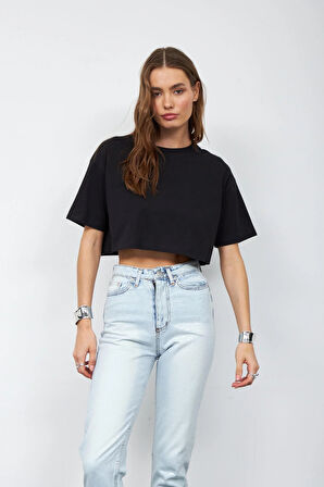 Je t aime 100% Koton Oversize Tshirt Siyah