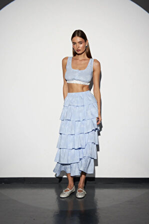 Floral Striped Crop Top Mavi