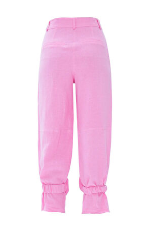 %100 Linen So Cool Pantolon Pembe