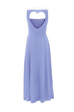 %100 Linen Love Shaped Maxi Dress Lila