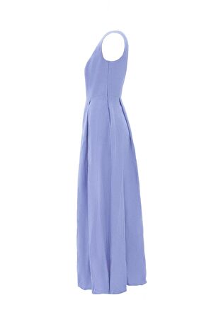 %100 Linen Love Shaped Maxi Dress Lila