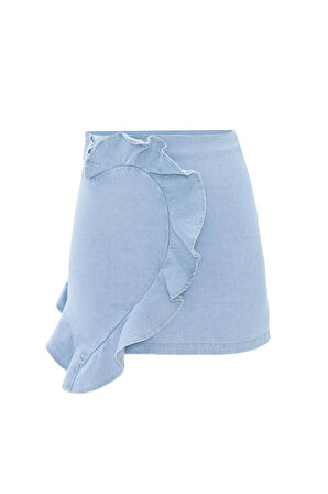 Nok Denim Serisi Love Mini Etek LİGHT BLUE