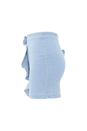 Nok Denim Serisi Love Mini Etek LİGHT BLUE