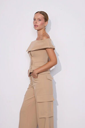 Carrie Straplez Yelek Camel