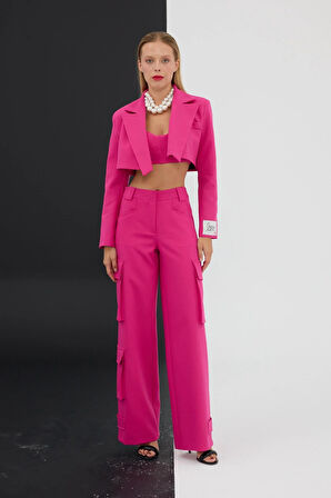 Forever Icon Crop Ceket Fuşya