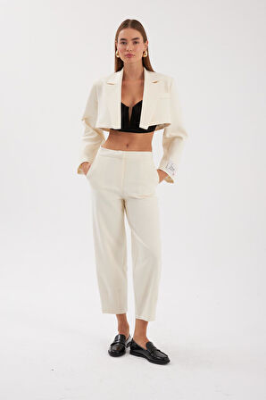 Forever Icon Crop Ceket KREM