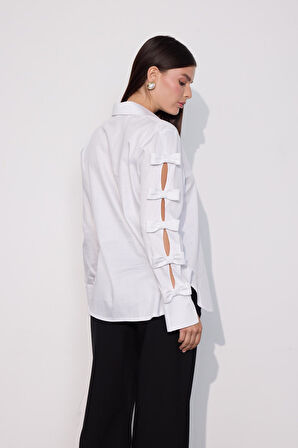 Chic Bow Fiyonklu Gömlek Beyaz