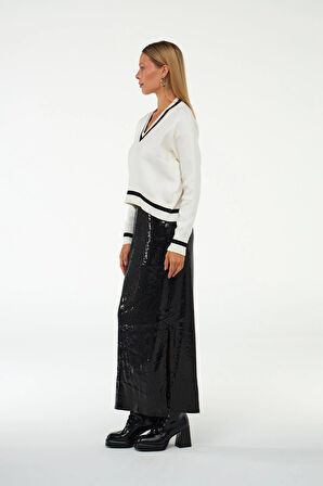 Premier Amour Payetli Maxi Boy Etek Siyah