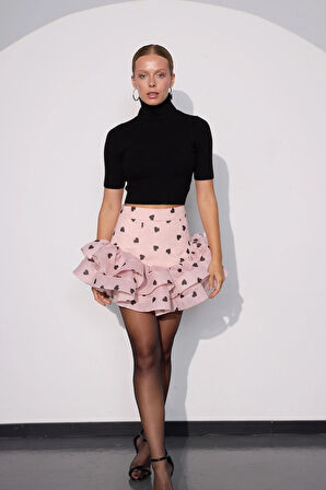 Love Bomb Fırfırlı Mini Etek TOZ PEMBE