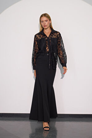 Süper Cool Maxi Boy Etek Siyah