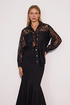 Süper Cool Maxi Boy Etek Siyah