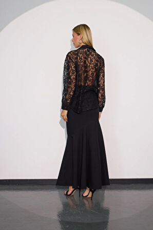 Süper Cool Maxi Boy Etek Siyah