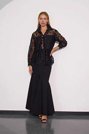 Süper Cool Maxi Boy Etek Siyah