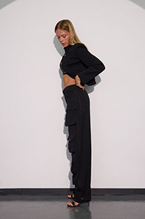 Femme Vibe Çok Cepli Kargo Pantolon Siyah