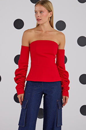 Love Bomb Kolları Çıkarılabilinir Büstiyer Kırmızı