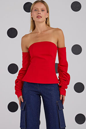 Love Bomb Kolları Çıkarılabilinir Büstiyer Kırmızı