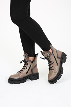 CASSIDOSHOES Vizon Renk  HAKİKİ DERİ FERMUARLI BAĞCIKLI BOT 002-1043