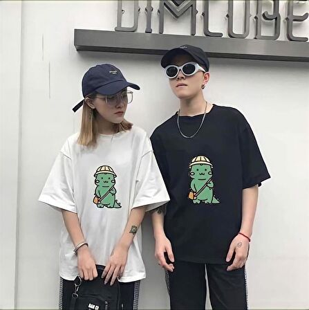 Çift Kombini Kawaii Dinosaur T-Shirt