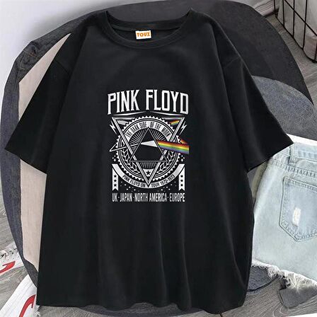 Rock Serisi Pink Floyd Siyah Unisex Oversize T-shirt