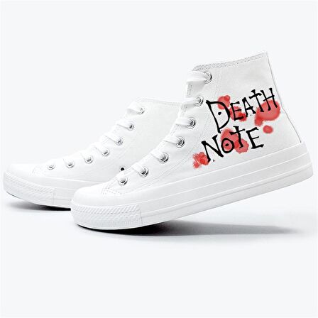 Death Note Baskılı Beyaz Unisex Kanvas Ayakkabı